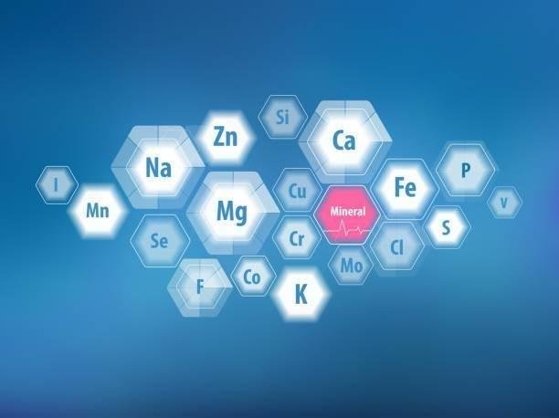 Ilustración de Minerales Para La Salud Humana y más Vectores Libres de Derechos de Elemento traza - Elemento traza, Mineral, Estructura física - iStock